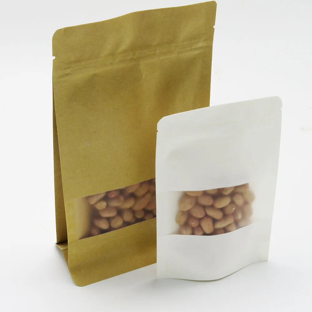 water resistant grease proof inside self seal snack nuts packaging kraft paper pouch bag