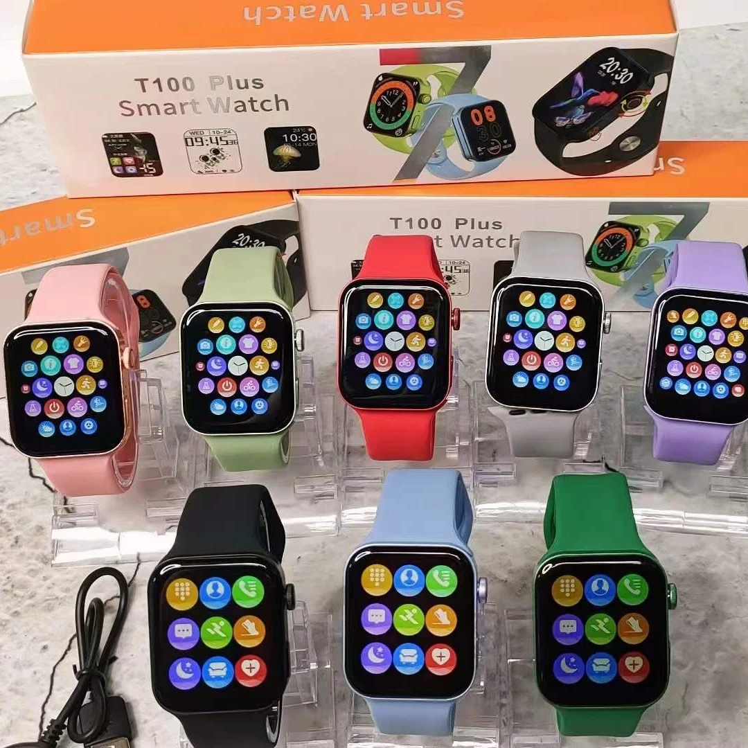 Новый умный Браслет T100PLUS watch7 BT для мужчин и женщин, мониторинг здоровья, шагомер, температурные часы для apple serial 7