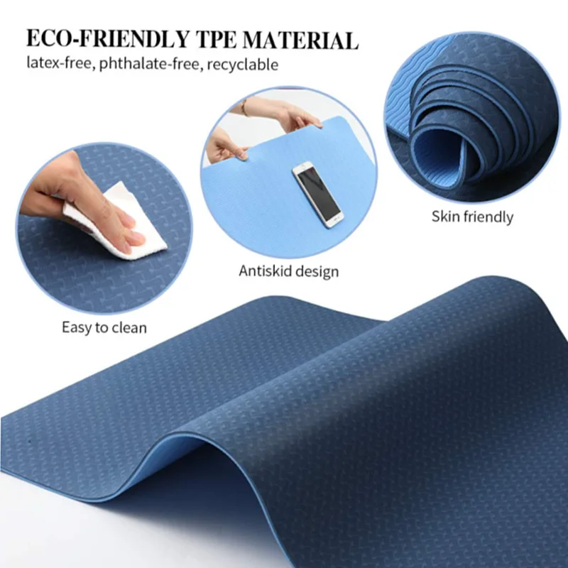 2023 TPE Yoga Exercise Mat 6mm Home Fitness Anti Slip TPE Yoga Mat With Custom Logo