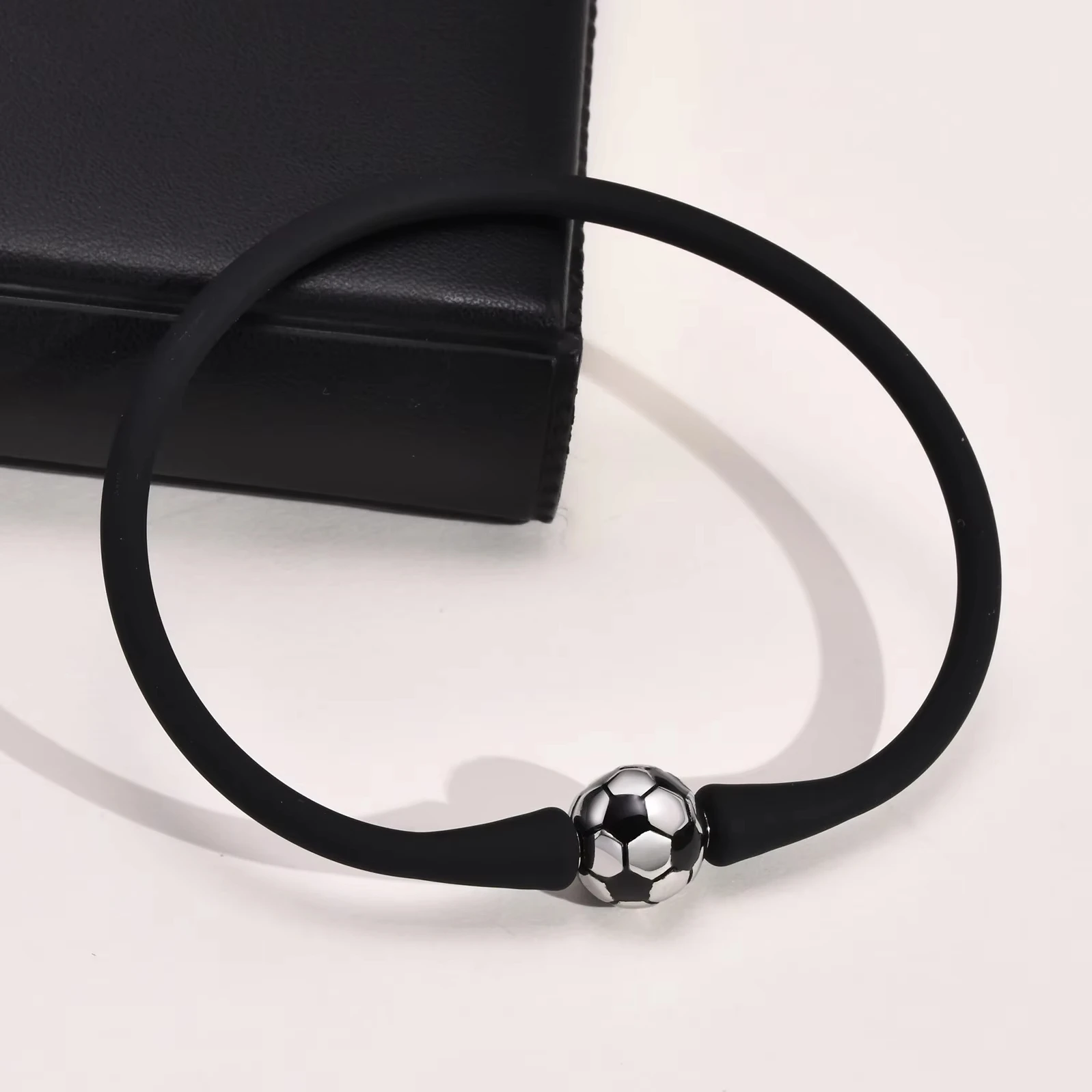 Stainless Steel Football Softball Baseball Black White Silicone Bracelet Sports Bracelet Jewelry
