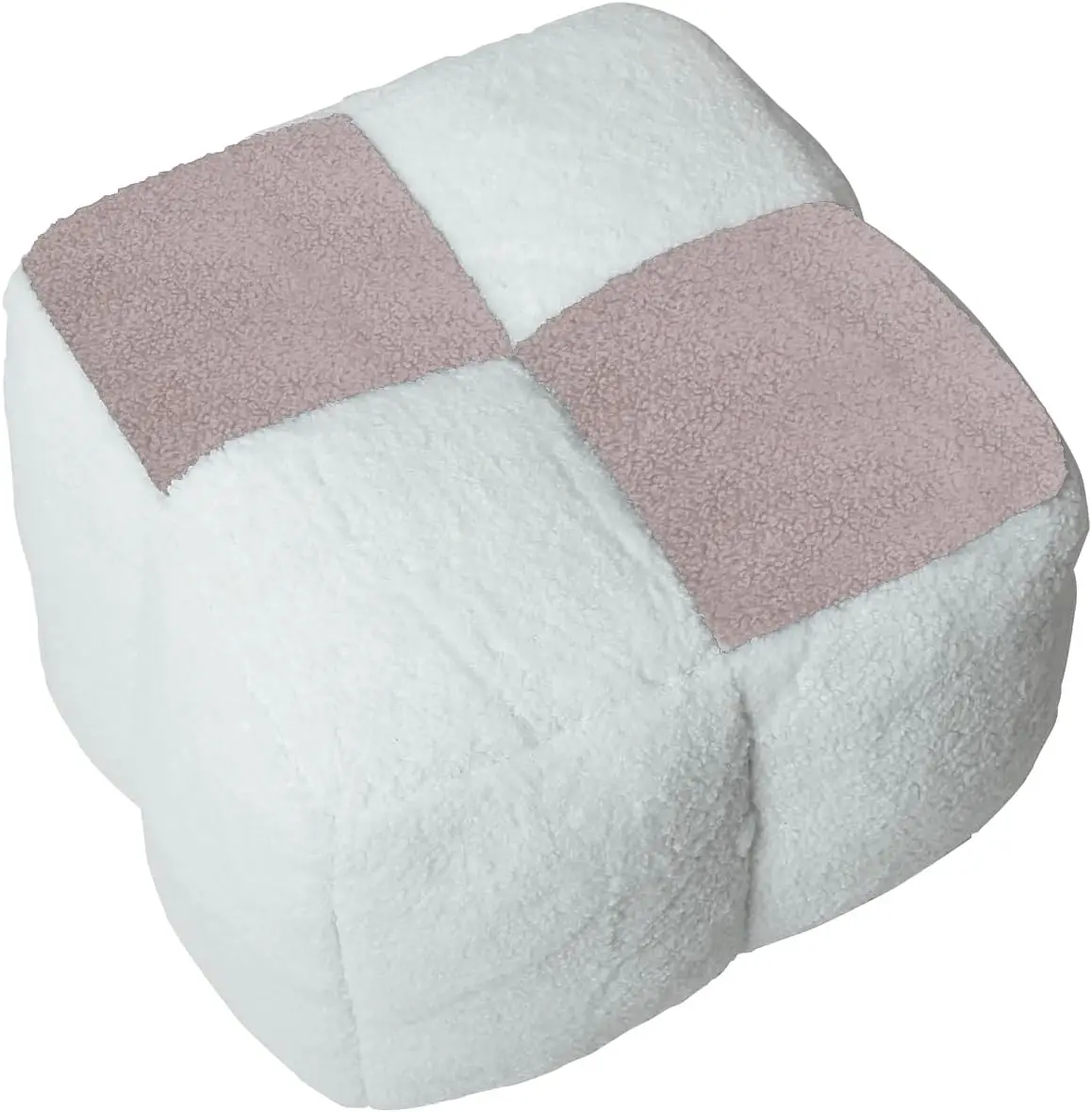 White Pink Stuffed Cube Ottoman Tidy Fabric Togo Floor Chair Squares Soft Compressed Bean Bag Sofa for Ladies to go sofa
