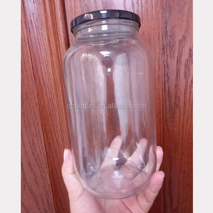 500ml 1L Wide Mouth Glass Jar Storage Jar with Metal Lug Lid for Pickle Sauce Food Storage & Container