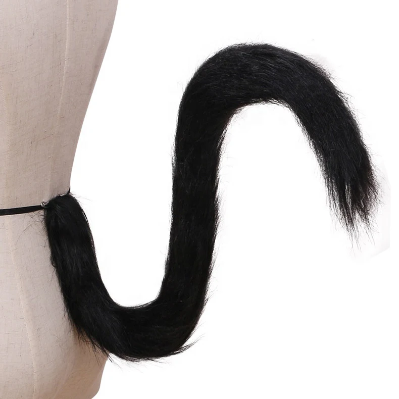 Long Faux Fur Cat Tail Kitty Cosplay Party Dress Up Plush Anime Adjustable Cat Tail Gothic Suit Costume Props