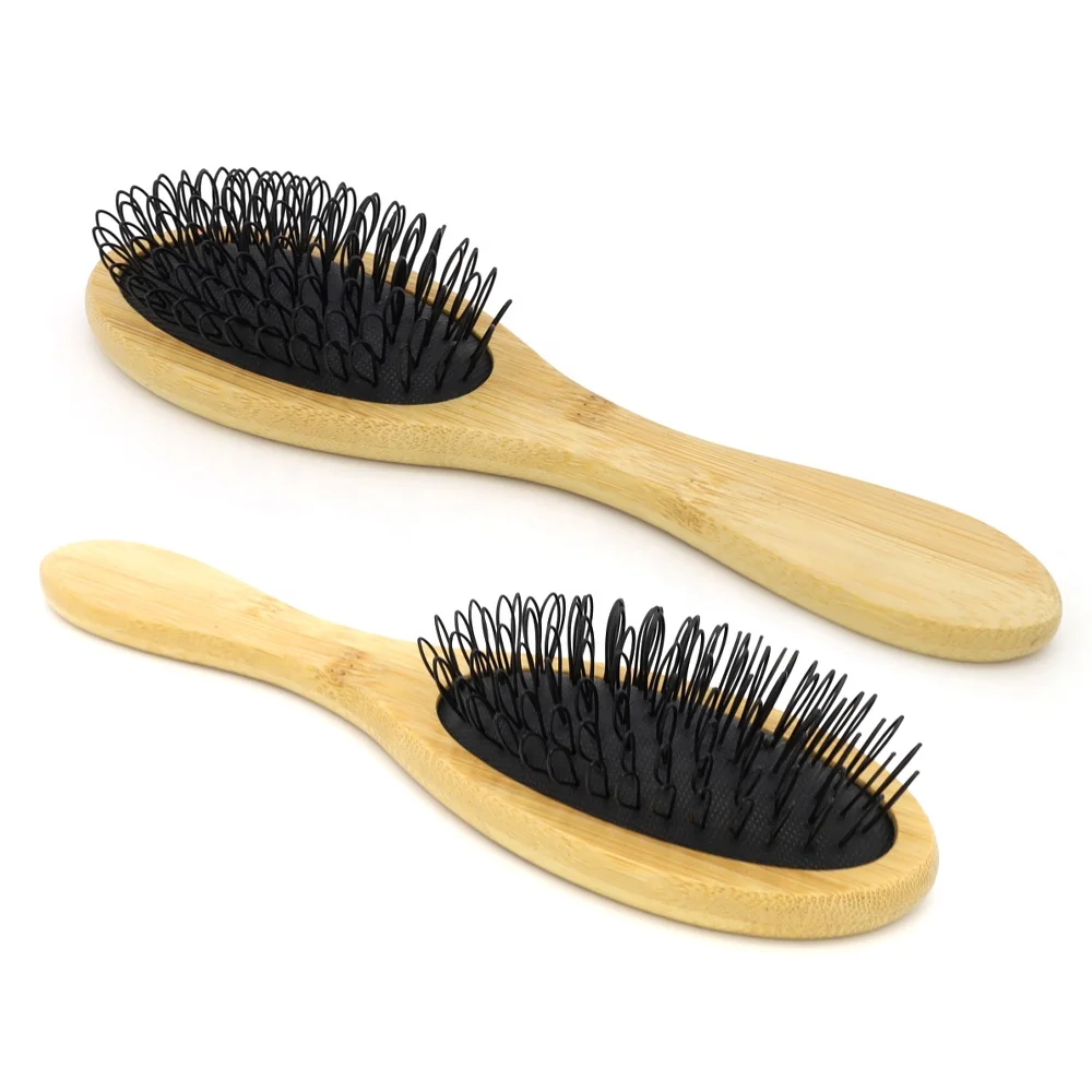 GlamorDove Wooden Handle Salon Hair Styling Extension Wig Cushion Loop Detangler Brush Comb