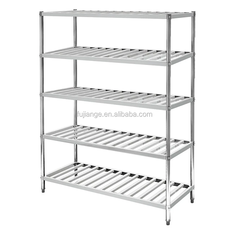 Four Tiers Vegetable Stainless Steel Display Rack Shelf 4 Layers Detachable Commercial Kitchen Shelf For Strong Load Capacity