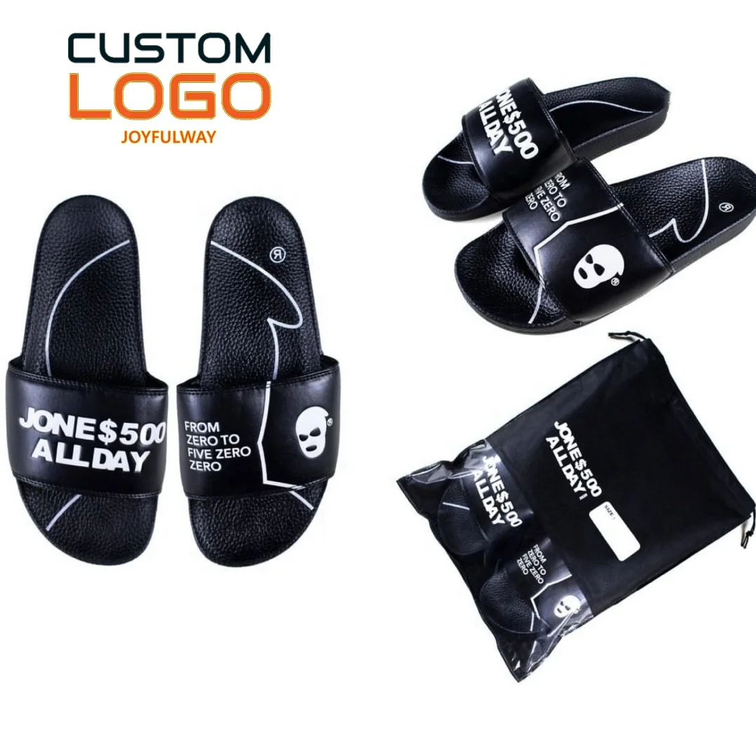 2022 Custom emboss Print Slides Male Custom logo slides Slipper Slider Footwear Arch support unisex black