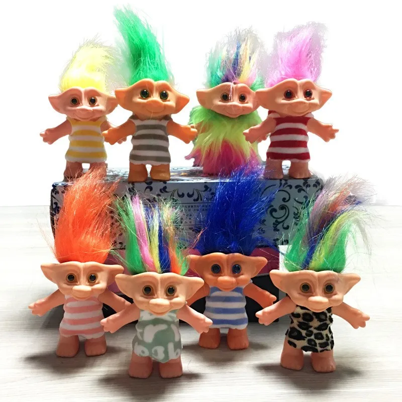 Wholesale Funky Toy Vinyl Long Hair Hairy Kid Ugly Baby Retro Dress Troll Doll Educational Toys for Kids