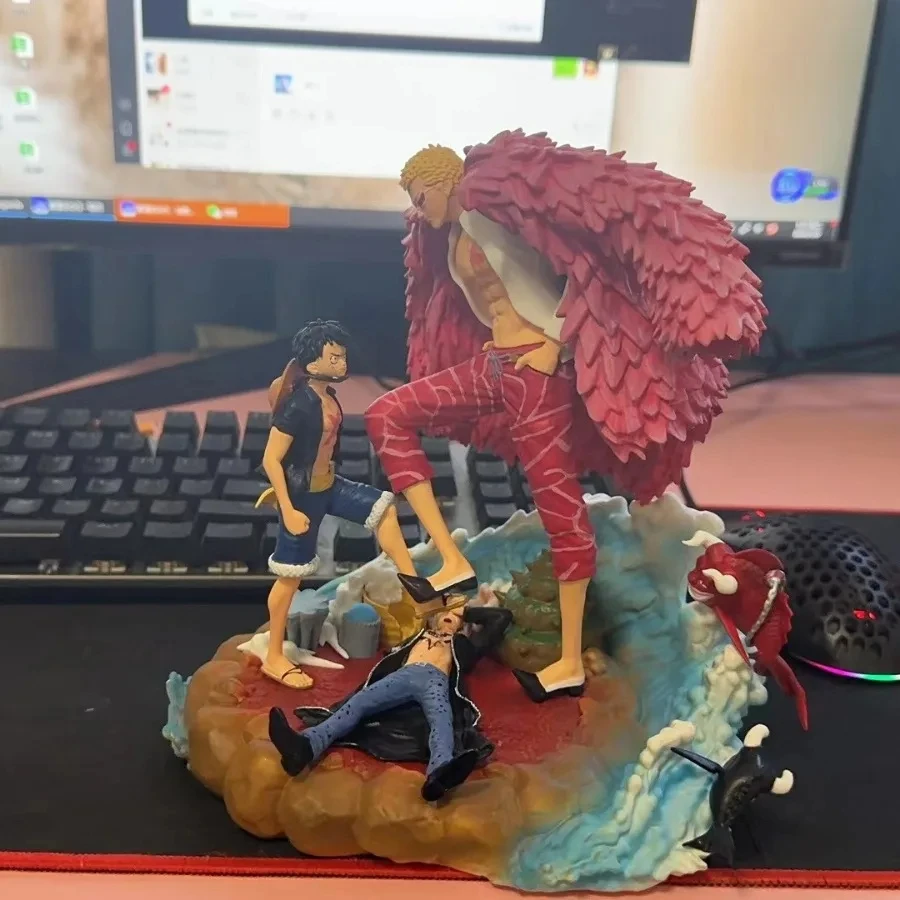 21CM Newest 1 PIECE Donquixote Doflamingo Vs Luffy GK Manga Figurine Statue Model Doll Decoration PVC Anime Figure Toy