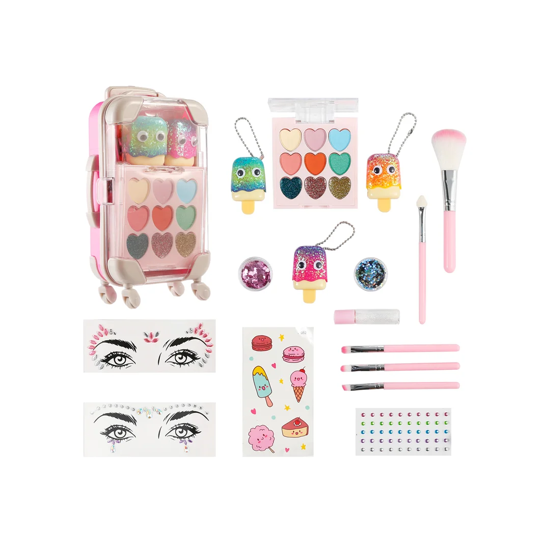 BVL Standard TALC FREE Wholesale Vegan High Pigment Makeup Set Multichrome Pressed Glitter Mini Suitcase Kids Eyeshadow Palette