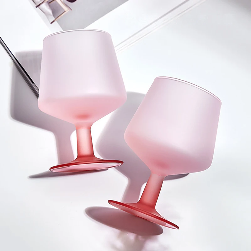 Wholesale Custom Color Frosted Tall Brandy Cognac Glass Tulip Whiskey Glass Short Stem Crystal Tasting Glass
