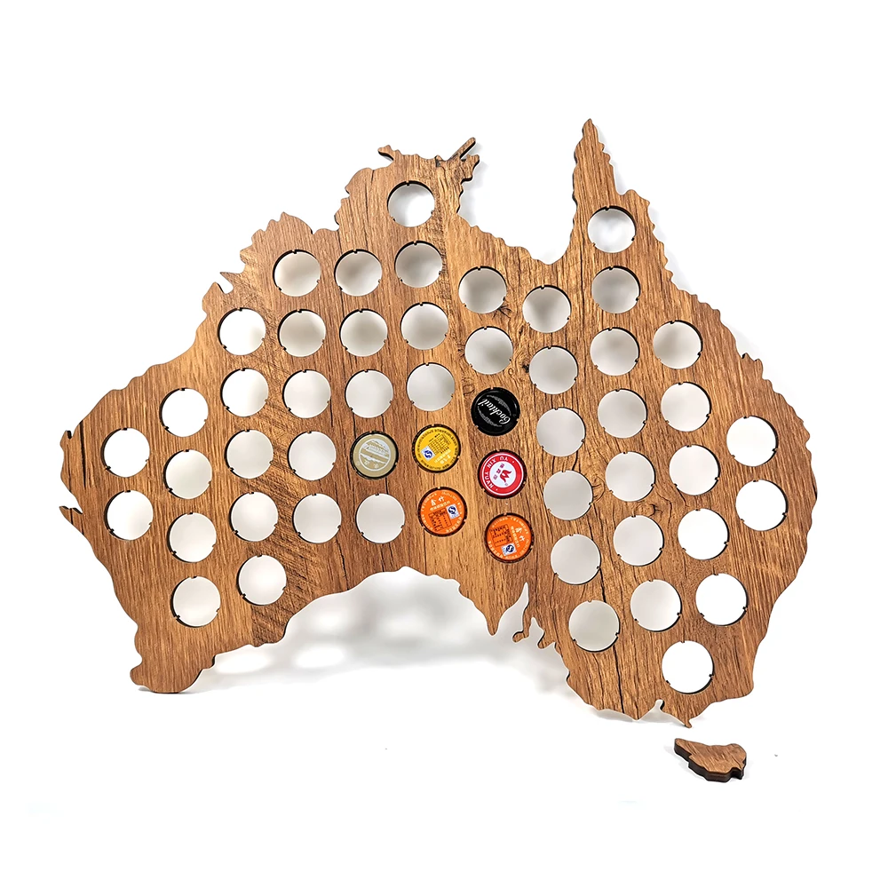
Australia wood Beer Cap Map Bottle Cap Map Collection Beer Cap Gift Art 