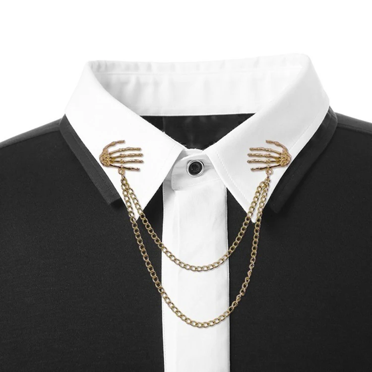 
Wholesale custom fashion design shirt brooch pin handbag backpack badge wheat metal brooch pin with chains 