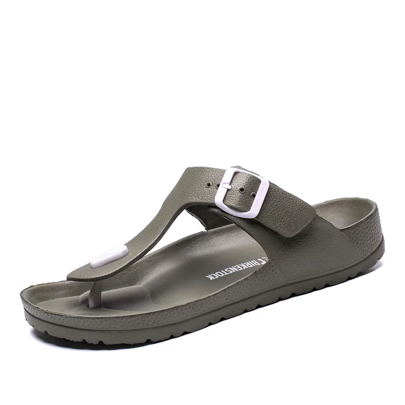 Лидер продаж на Amazon AliExpress, пляжные мужские Тапочки большого размера, плоские Нескользящие мужские шлепанцы с пряжкой для ремня карамельных цветов, тапочки Eva