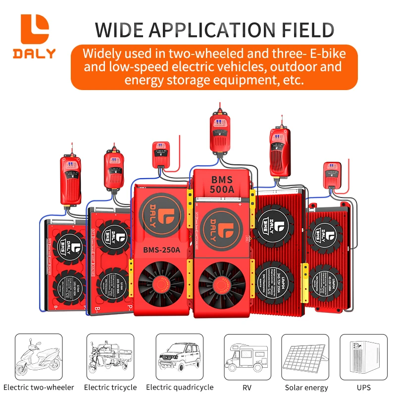 12V 24V 36V  RS485 CANbus Lifepo4 15S 16S 48V 200A 250A 300A Smart Daly BMS for lifepo4 battery pack