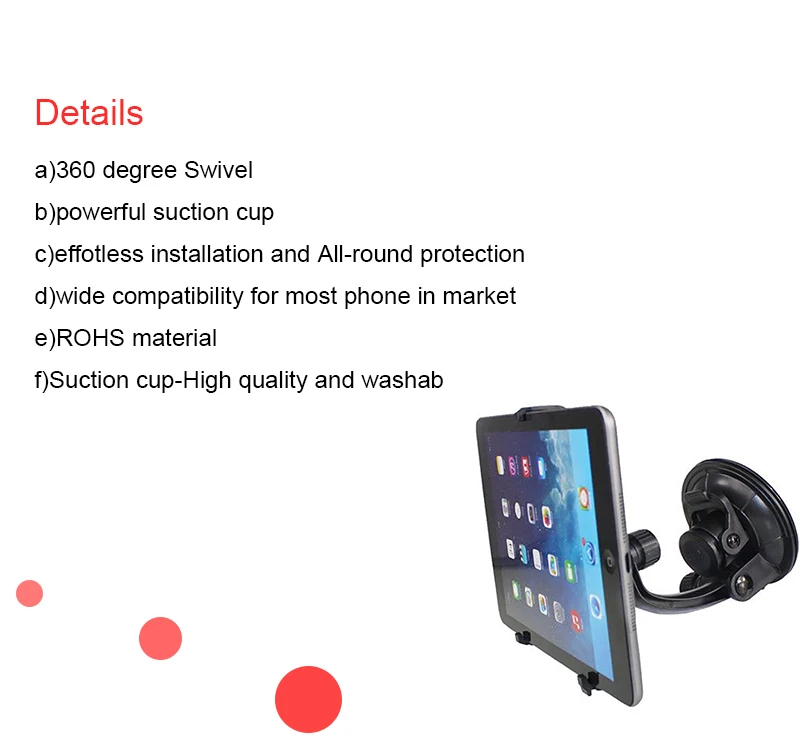 Car Tablet Mount 360 Degrees Adjustable Tablet Car Mount Strong Suction Cup Windshield Dashboard