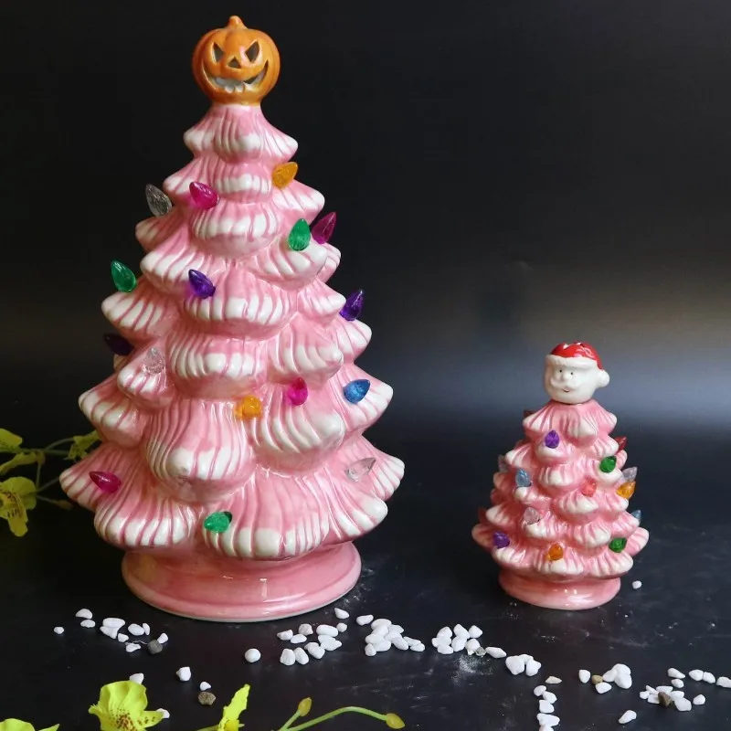 Battery operated Ceramic Christmas tree with colorful light