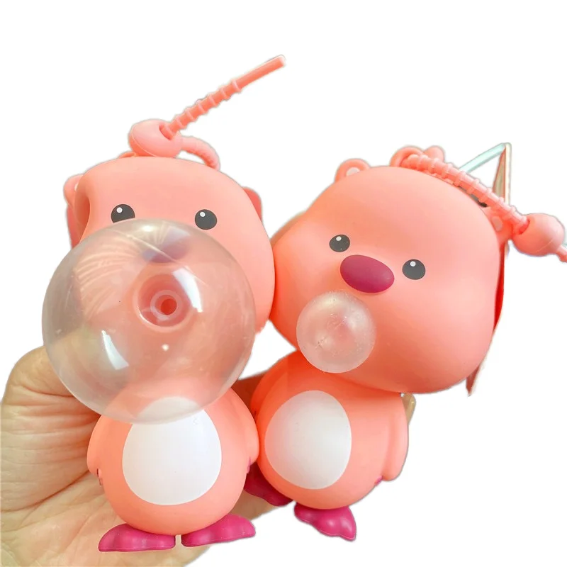 Wholesale Little Beaver Kawaii Keychain Creative Ruby Model Blowing Bubbles Toy Plastic Office Accessories and Student Gift