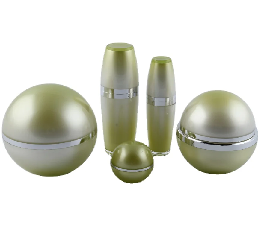 Заводская поставка, пустые косметические банки для крема из зеленого акрила с двойными стенками, 5 г, 15 г, 30 г, 50 г, 100 г