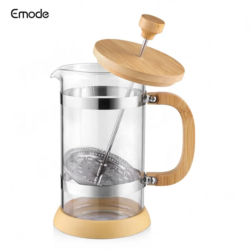 Borosilicate Glass French Press Coffee Maker Durable French Coffee Press with Bamboo Lid