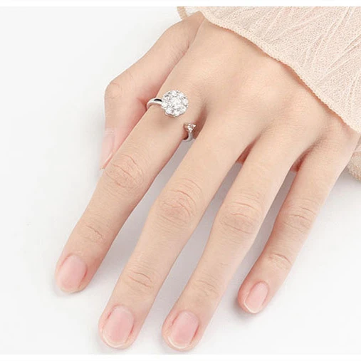 Adjustable Jewelry Gold Plated Statement Flower Eye Zirconia Ease Anxiety Bead Rotatable Women Rings