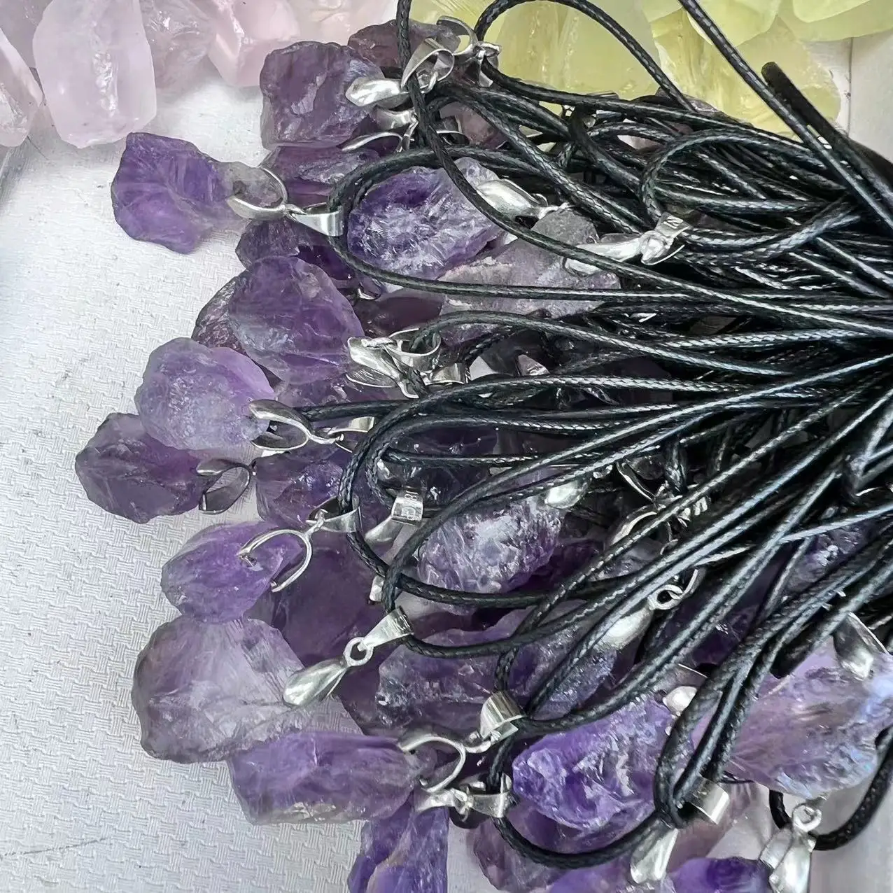 Reiki Healing Irregular Gemstone Natural Quartz Crystal Citrine Rock aquamarine Rough Raw Amethyst Stone Pendants Necklace