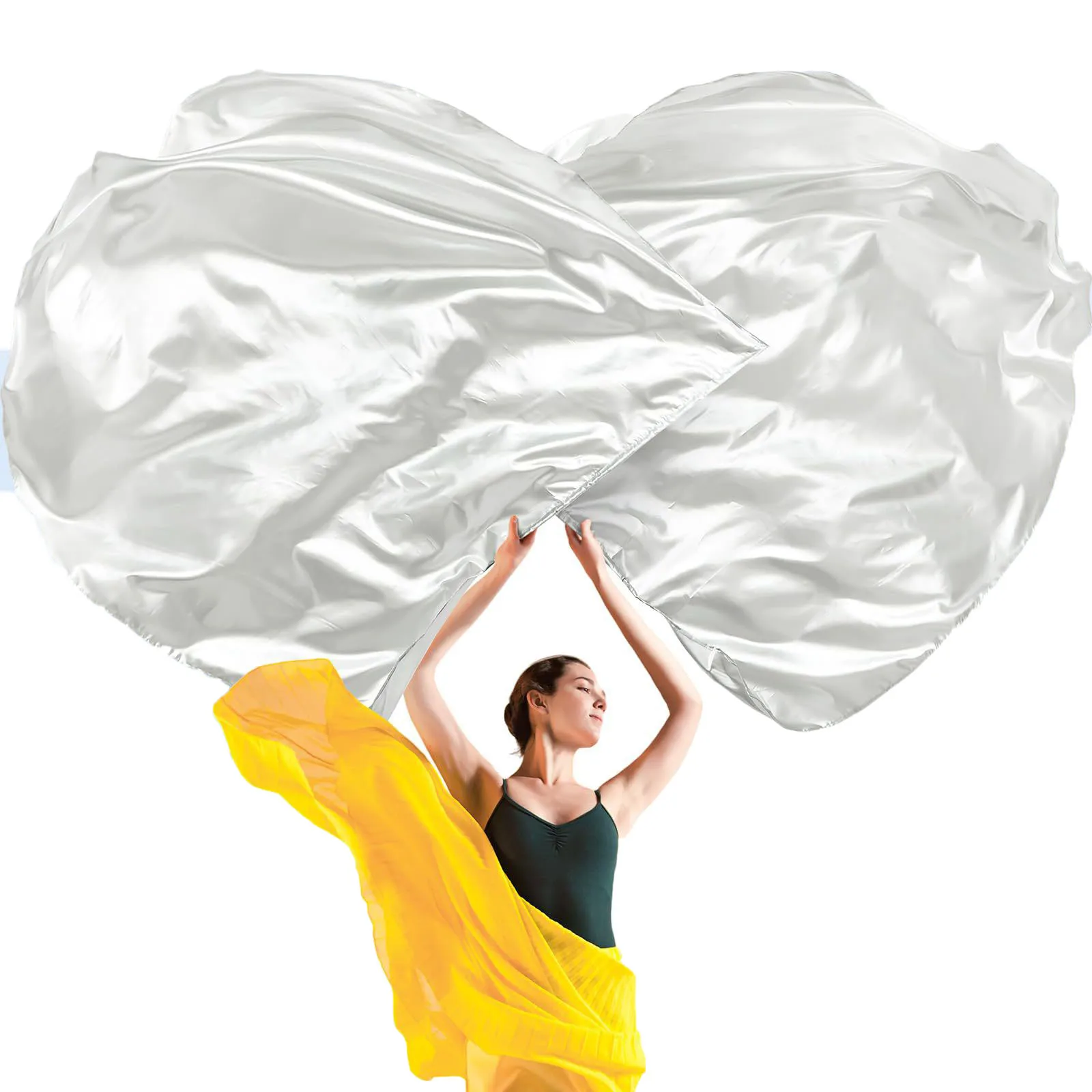 Hot sale  Half Circle Flag Veil Meeting Performance Accessory for Praise Hula Dance Stage Polyester Prop with Stretching Stick