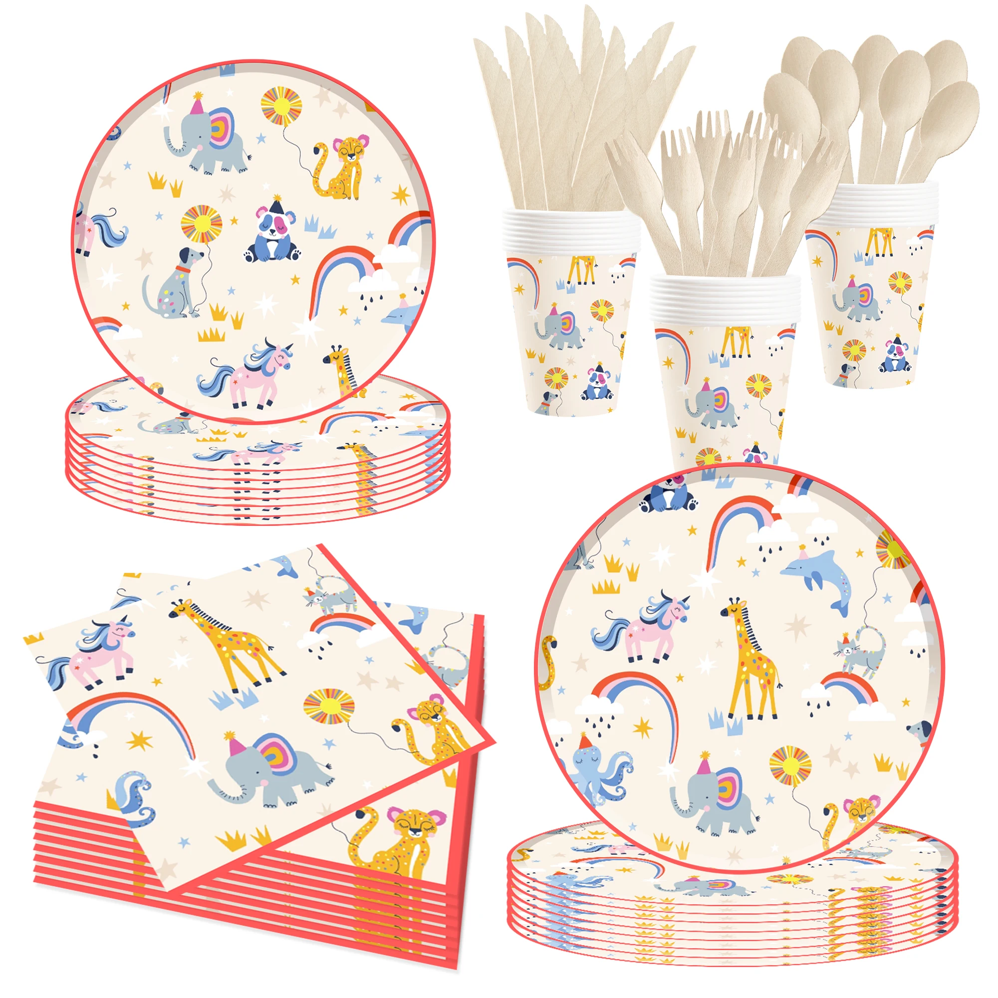 wisdom Animals Theme Birthday Party Tableware Birthday Party Decorations Animals Baby Shower Disposable Plates Napkins