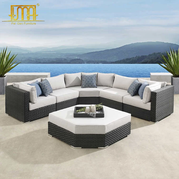 Patio round wicker sectional outdoor furniture rattan garden sofa sets