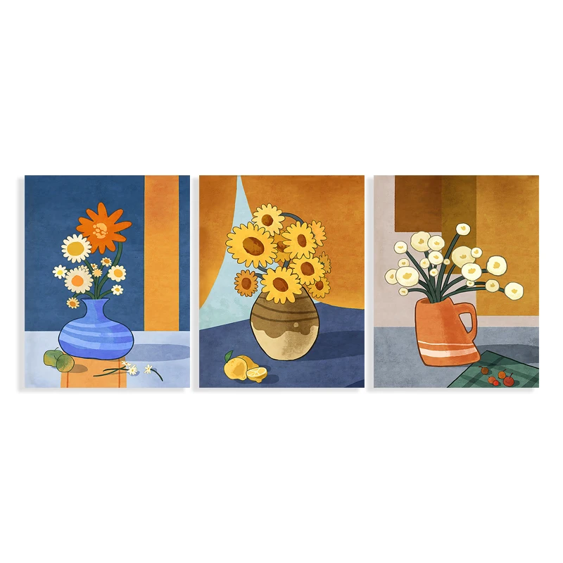 Manufacturer Factory Custom Wooden Flower Oil Picture Frames Wall Art Combination Decorative Painting