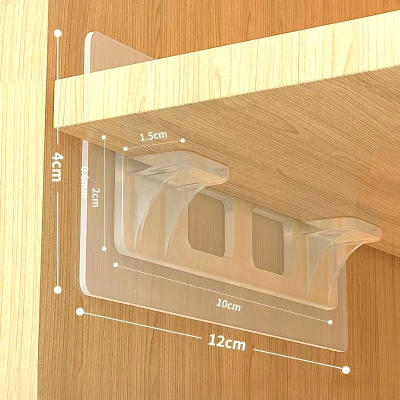Nail -Free Self-adhesive Separator Plate Holder Trackless Hook Closet Wardrobe Layered Partition Supporter