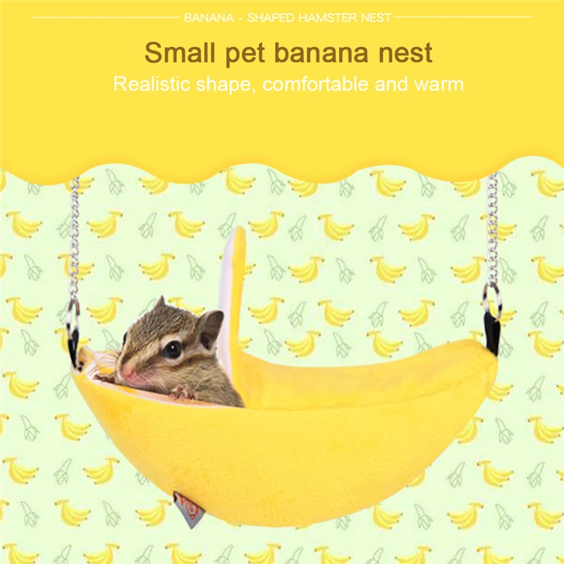 
Novelty Banana Shape Nest Plush Cotton Hamster Warm House Hammock Rat Mouse Living House Hanging Tree Beds Hamster Accessories 