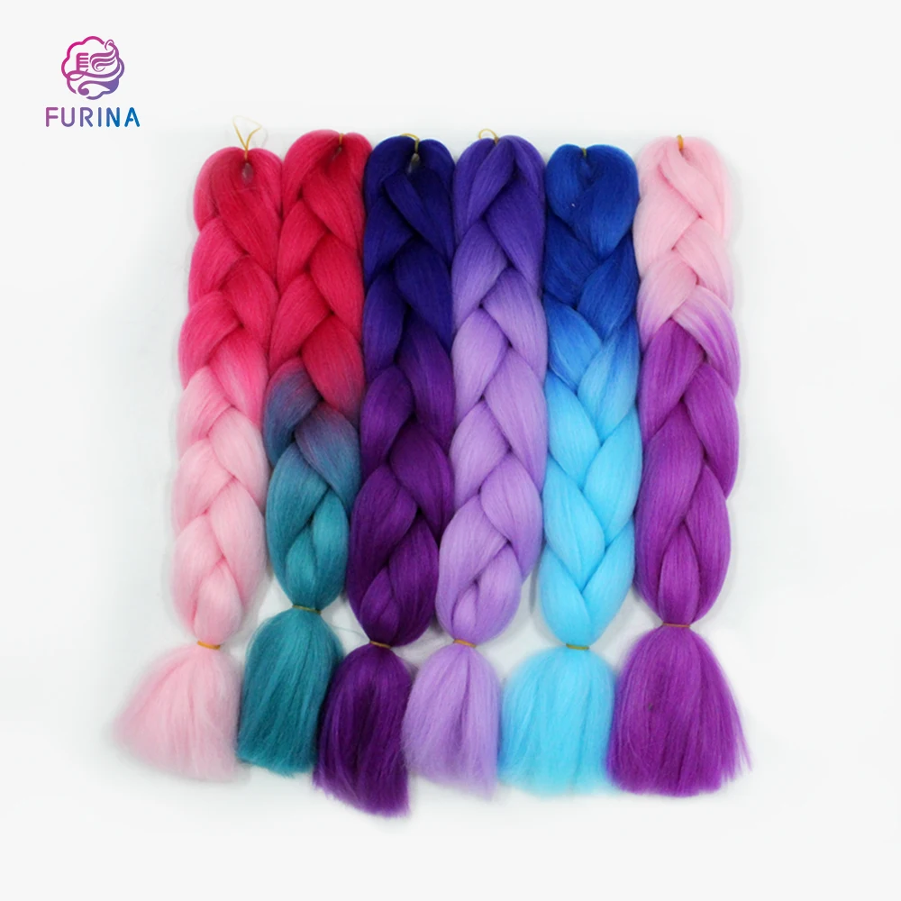 Furina 100g 24inch single color glowing for hair wholesale synthetic hair extension twist jumbo braiding hair