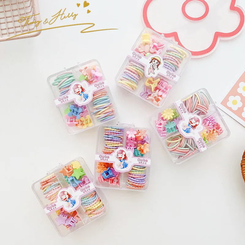 Tracy & Herry New Design Box Packed Clamp and Hair Bands Elastic Set for Kids  Children Candy Braid Hair Ornament
