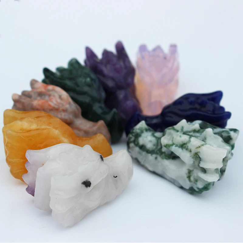 Wholesale  Various Natural Crystal Carving Gemstone Dragon Head Skulls For Decoration