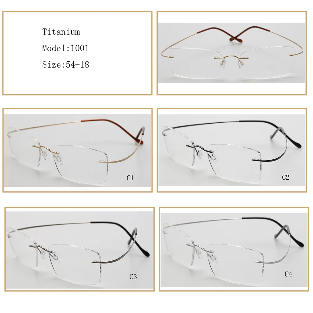 1001 frameless rimless flexible titanium eyeglasses