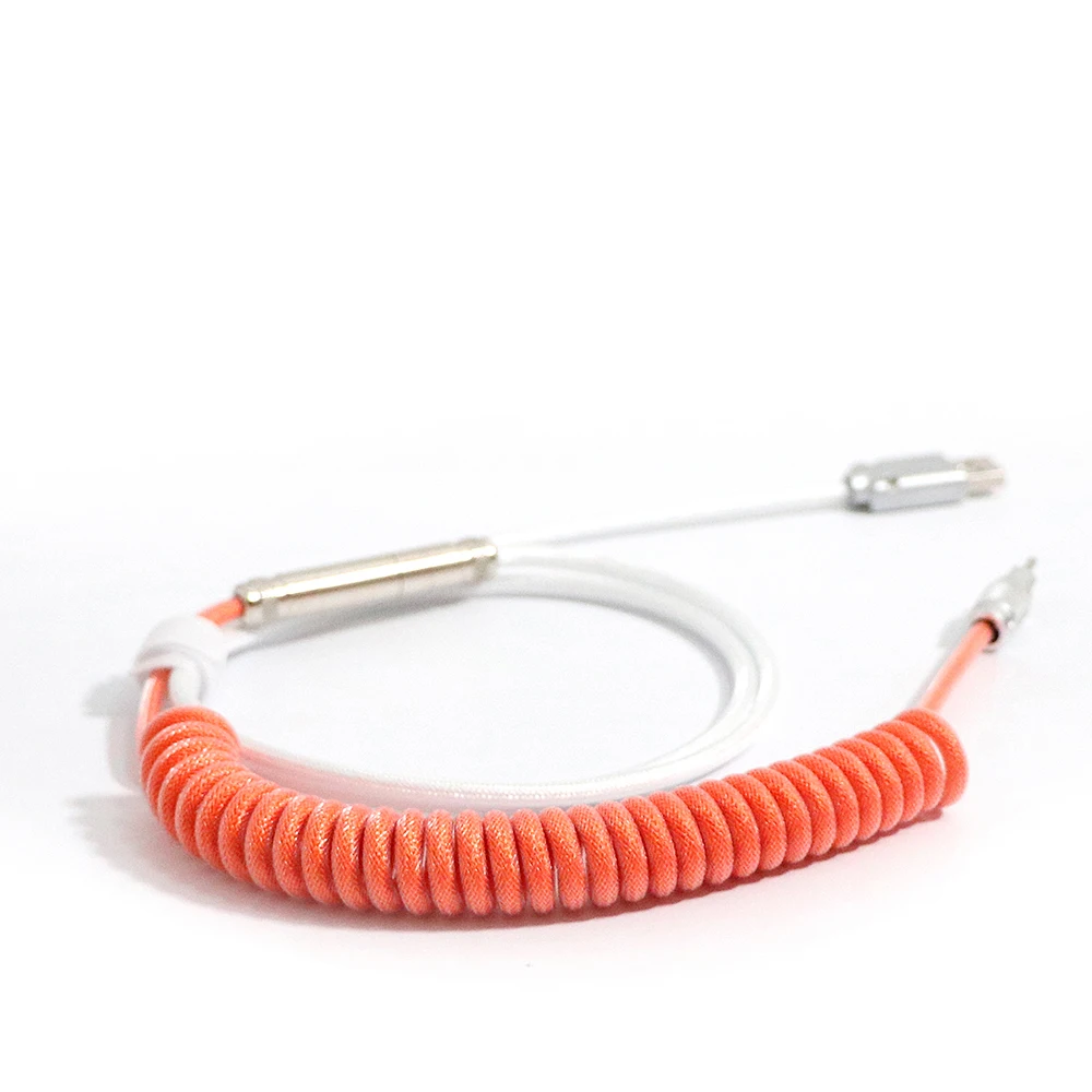 OEM Hotsale USB Keyboard Aviation Type-C Coiling For Wire Spring Mechanical Custom Coiled Double Sleeved Aviator Cable