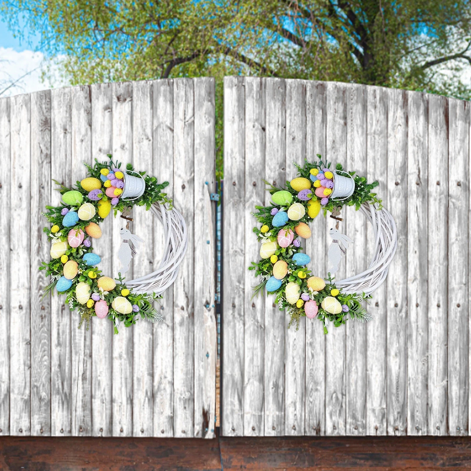 Easter Plant Garland DIY Bunny Egg Artificial Wreaths Wedding Home Easter Wall Door Hanging Home Party Decoration Rabbit Wreath