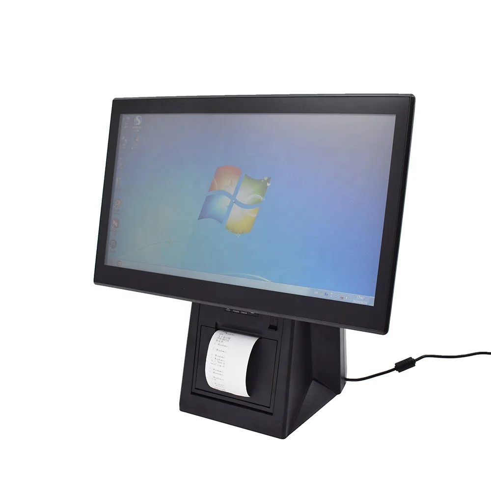 Supermarket 15.6 inch touch screen electronic cash register pos terminal embed thermal printer
