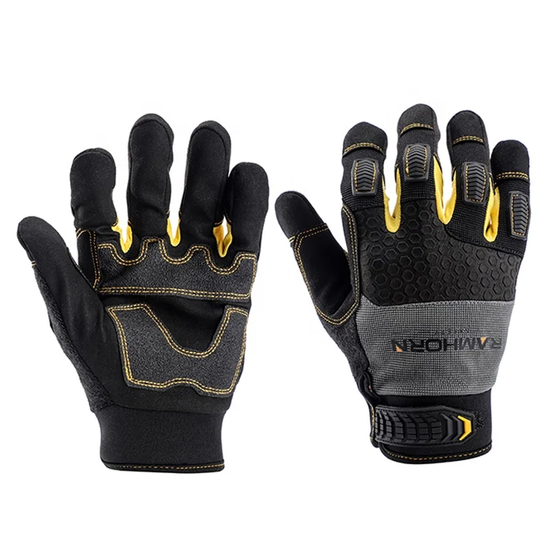 Hot Sale Black TPR Protection Practical Touch Screen Flexible Breathable Handing Gloves Working Safety Mechanic Gloves