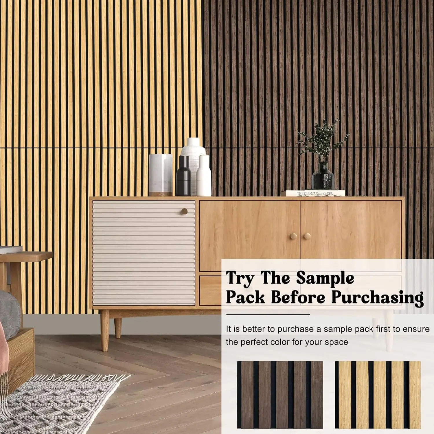 JTLWaterproof Decorative Bamboo Carbon Crystal Plate Moisture Resistant MDF Wall Panel with Fireproof Sound-Absorbing Function