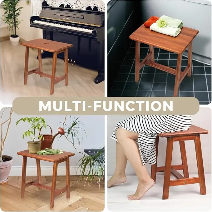 High Quality Rectangular Acacia Wood Stool Small Bench Seat Small End Table Stool