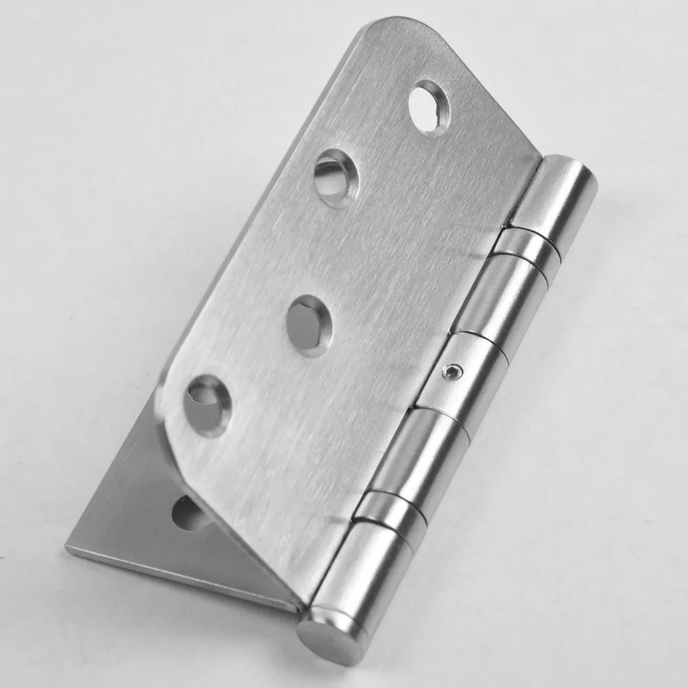 HM1235 4 inch Stainless Steel 201 Hinge Half Large Rounded Corner Frosted Brushed Stainless Steel Color Furniture Hinge