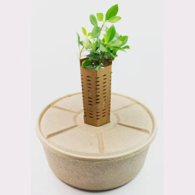 Biodegradable molded pulp recycled paper material water resistant planting cocoon planting pot