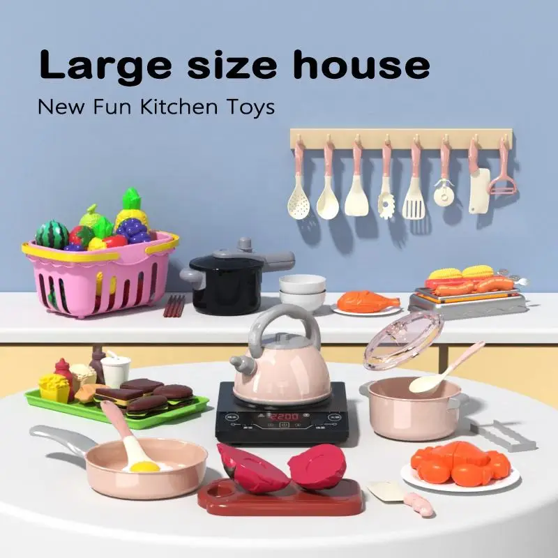 120pcs Children Play House pretend Toy Toddler Food Cooking and Cutting Fruit Kitchen Set Toys