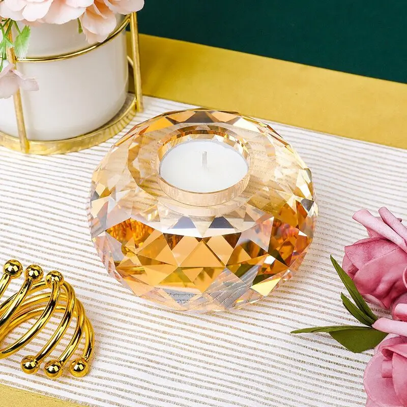 Pujiang Factory Wholesale Cheap Crystal Glass Candle Holder