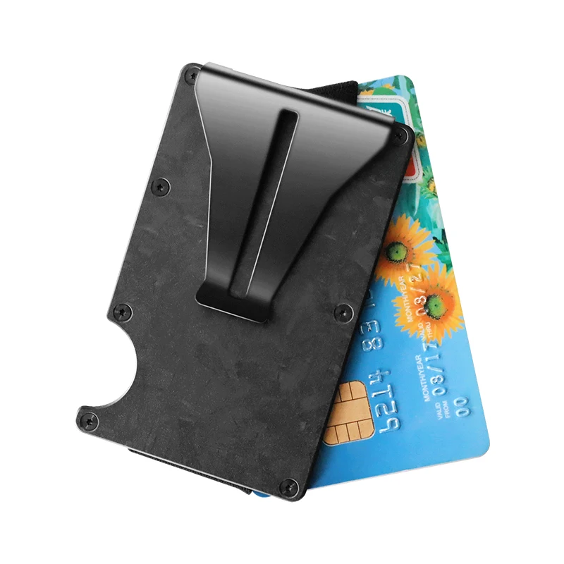 Men Stainless Steel Elastic Band Slim Money Clip Credit Card Holder Wallet Thin Metal Wallet RFID Blocking Credit Card  Holder