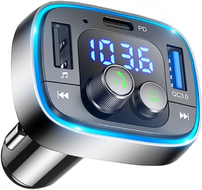 QC 3.0 Car BT 5.0 FM Transmitter PD Type C Dual USB 36W Fast charging Colorful led Light quick charger wireless MP3 Player