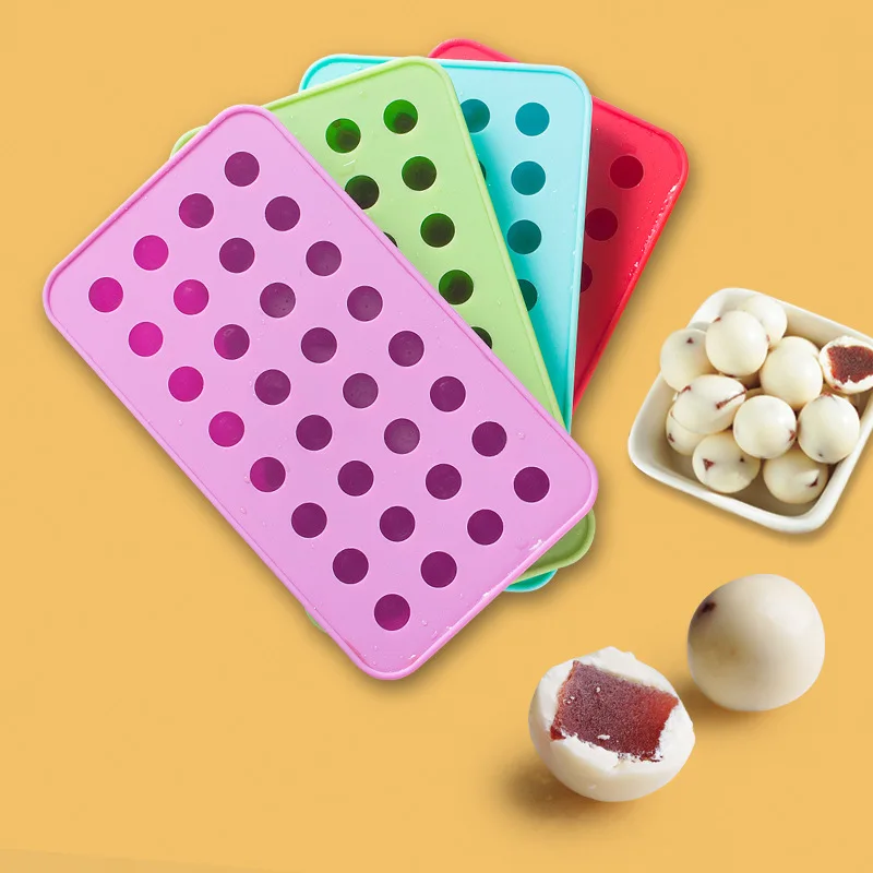 New DIY 32 cavity 3D Round Shaped  Food Grade silicone round Ice cube Trays mold for Whiskey