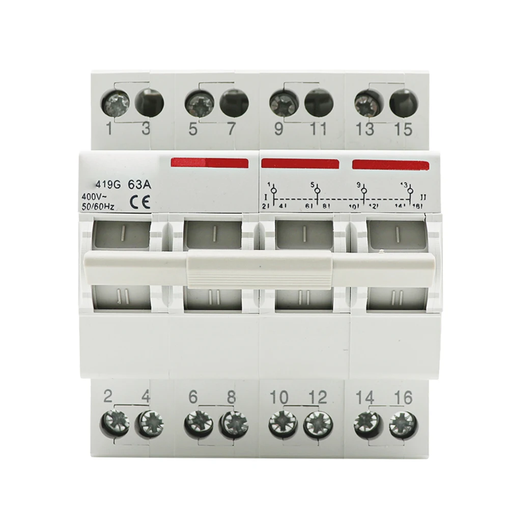 SF419G 40A 63A Manual Transfer Switch Dual Power Din Rail 4p Ac Isolation Switch Manual Modular Changeover Switch Mts