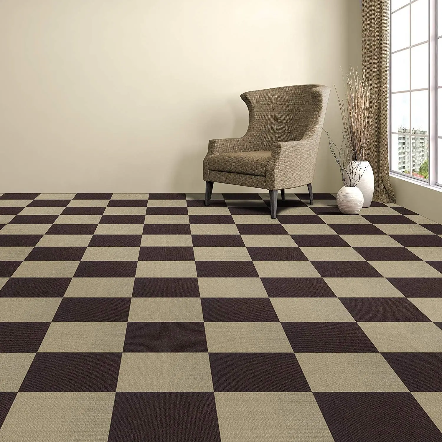 Office Carpet Tiles Commercial Carpet 12*12 Inch Square Carpet Floor Tile with Non-Slip Asphalt Backing Peel and Stick